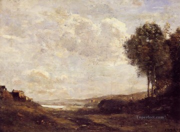 Landscape by the Lake plein air Romanticism Jean Baptiste Camille Corot Oil Paintings